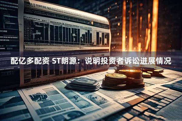 配亿多配资 ST朗源:说明投资者诉讼进展情况