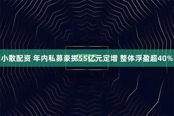 小散配资 年内私募豪掷55亿元定增 整体浮盈超40%